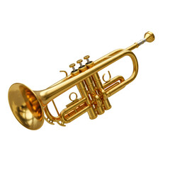 Fototapeta premium Golden Brass Trumpet Musical Instrument Isolated on Transparent Background