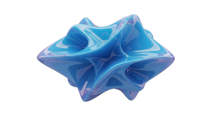 Abstract Blue 3D Shape Render Transparent Background Geometric Design