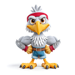 A cartoon eagle character with a red headband and sportswear exudes fitness, perfect for mascot designs or motivational themes. Ai Generated Images