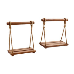 Simple Wooden Swing Set with Rope Supports for Indoor and Outdoor Use