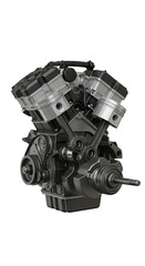 Illustration of Internal Combustion Engine with Silver Pistons on Transparent
