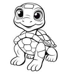 Obraz premium Coloring Page Of cartoon cute Turtle Coloring Book for kids.