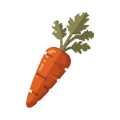 PixelArt Style Orange Carrot with Green Leaf Top.