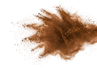 Abstract Brown Powder Explosion Transparent Background with Dynamic Motion
