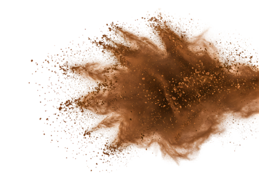 Abstract Brown Powder Explosion Transparent Background with Dynamic Motion