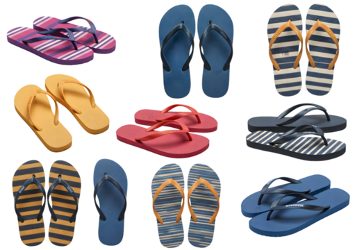 Isolated Image of Colorful Flip Flops Collection Summer Beach Footwear