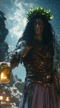 The mighty ancient Greek god Dionysus walks in armor. Myths come to life! Witness the mighty Greek gods and Titans&mdash;power, fury, and glory in epic video!. High quality FullHD footage