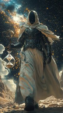 The mighty ancient Greek god Chronos walks in armor. Myths come to life! Witness the mighty Greek gods and Titans&mdash;power, fury, and glory in epic video!. High quality FullHD footage