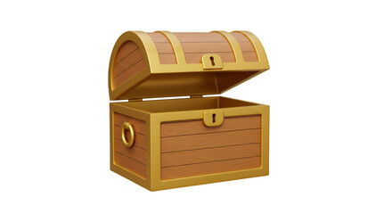 Illustration of Open Wooden Treasure Chest Gold Isolated Background