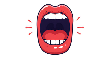 Illustration of Open Red Mouth Shouting with Pixel Art and Expression