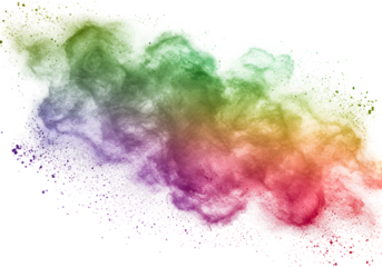 Abstract Colorful Powder Explosion Splash Isolated on Transparent Background
