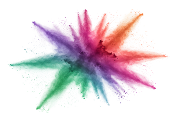 Abstract Colorful Powder Explosion Splash on Transparent Background