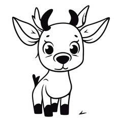 Coloring Page Of cartoon cute Moose Coloring Book for kids.