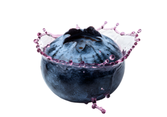 Illustration of Blueberry Fruit with Splash on Transparent Background