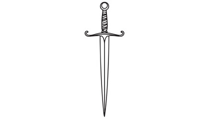 Continuous one single minimal line drawing long sword 