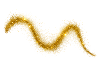 Abstract Glittering Gold Dust Particle Trail on Transparent Background