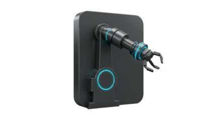 Illustration of Industrial Robot Arm Automation with Transparent Background