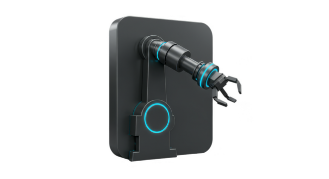 Illustration of Industrial Robot Arm Automation with Transparent Background