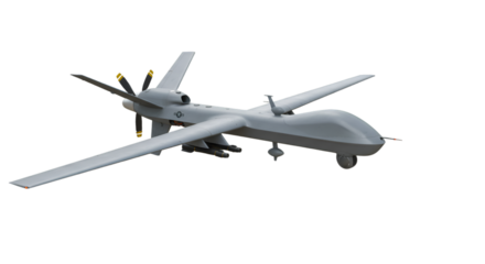 Illustration of Military Drone Aircraft Unmanned Gray Isolated Transparent Background