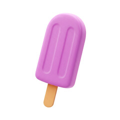 Illustration Of Pink Popsicle With Wooden Stick On Isolated Background