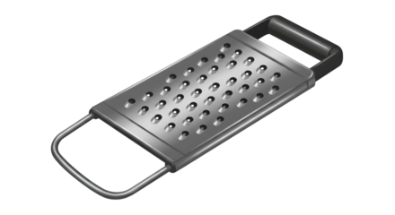 Illustration of Silver Metal Kitchen Grater Cooking Tool with Handle
