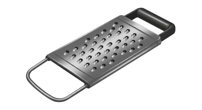 Illustration of Silver Metal Kitchen Grater Cooking Tool with Handle
