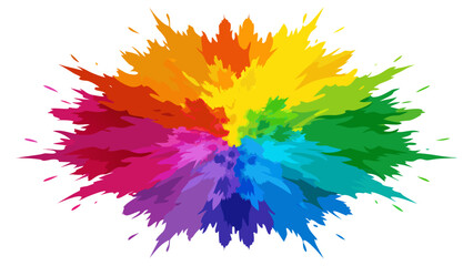Vibrant rainbow color explosion splash on a white background