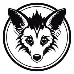 Fototapeta premium A black and white drawing of a Ayeaye head coloring page illustration.