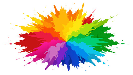 Explosion of vibrant rainbow colors in a circular paint splash design