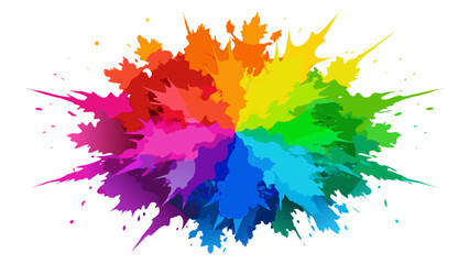 Vibrant rainbow color splash explosion on white background