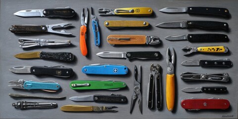 Diverse Collection of Kitchen Knives Including Chef Knives Utility Knives Paring Knives and Specialty Blades for Culinary Professionals and Home Cooks