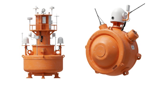 Illustration Of Orange Scientific Satellites With Transparent Background