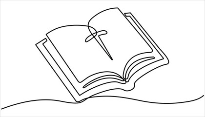 one continuous line bible.one line drawing of Christian holy book. Bible linear icon. One line drawing background.