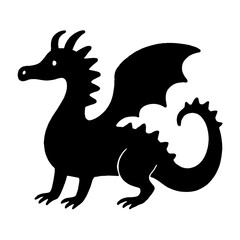 Fototapeta premium Mythical silhouette dragon illustration vector