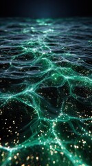 Naklejka premium Abstract Ocean Surface with Glowing Lights 