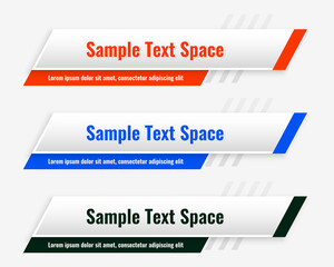Set of three lower third headline header template design