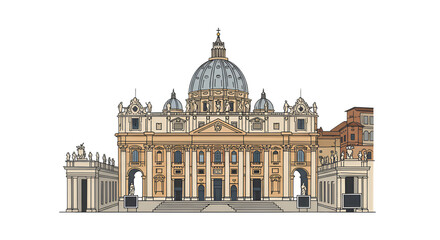 Fototapeta premium Illustration Saint Peter Basilica in Vatican City Rome Italy Architecture