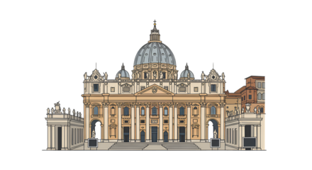 Illustration Saint Peter Basilica in Vatican City Rome Italy Architecture