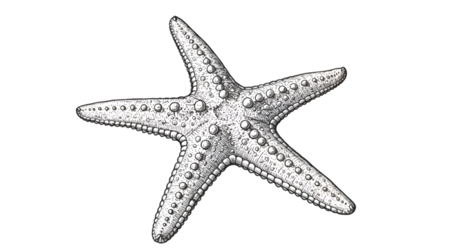 Illustration Of White Starfish Marine Animal Isolated On Transparent Background