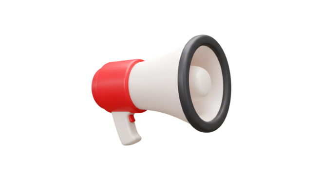 Isolated 3d Illustration of Red and White Megaphone on Transparent Background