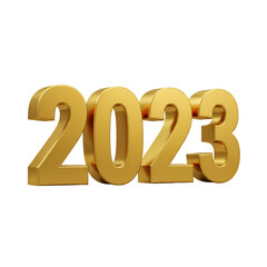 Isolated 3D Render of Golden 2023 Number for New Year Celebration
