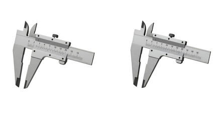 Illustration of Two Silver Calipers for Precision Measurement Tool on Transparent Background