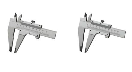 Illustration of Two Silver Calipers for Precision Measurement Tool on Transparent Background