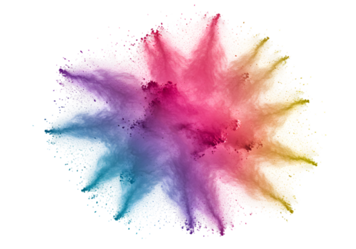 Abstract Isolated Powder Explosion with Vibrant Colors and Rainbow Burst