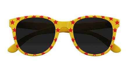 Illustration of Yellow Sunglasses with Red Stars Transparent