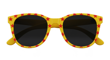 Illustration of Yellow Sunglasses with Red Stars Transparent