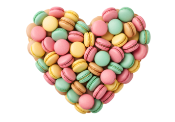 Isolated Macarons Heart Shape Sweets on Transparent Background Valentines Day