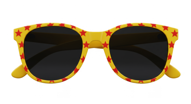 Illustration of Yellow Sunglasses with Red Stars Transparent
