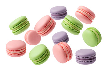 Obraz premium Isolated Macarons Sweet Cookies Pastries Treat with Pink Green and Purple