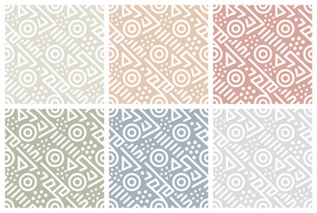 Abstract geometric seamless pattern set in pastel colors collection for design